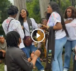 VIDEO: Man’s Public Proposal Rejected at Nigerian University Sign-Out