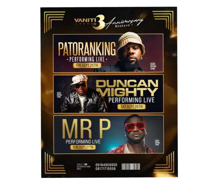 Patoranking, Mr P, Duncan Mighty, others headline VANITI Lagos 3rd anniversary