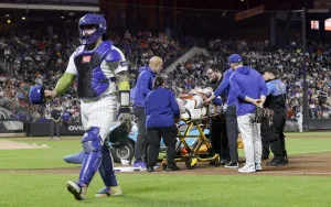 Mets' Jared Young Has Scary Collision With Nolan McLean; CT Scan Negative