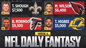 NFL DFS Week 6: Best Picks, Lineup Advice and Value Plays