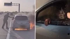 Watch Texas police officer pull man from burning car